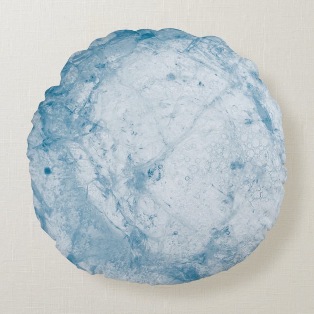 Blumenmatratze in Blau und Weiß Rundes Kissen (Vorderseite)