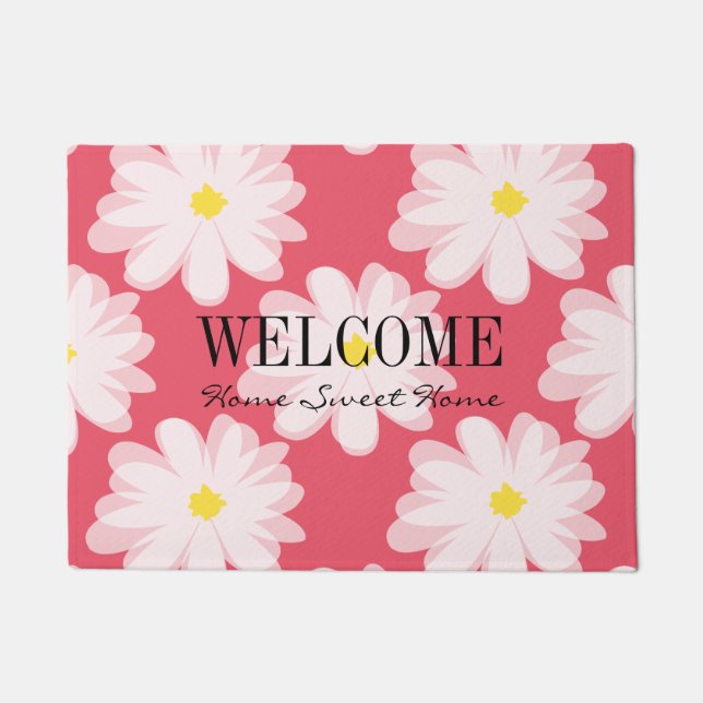 Blumenmatte mit daisfarbenen Blume und benutzerdef Fußmatte (Vorderseite)