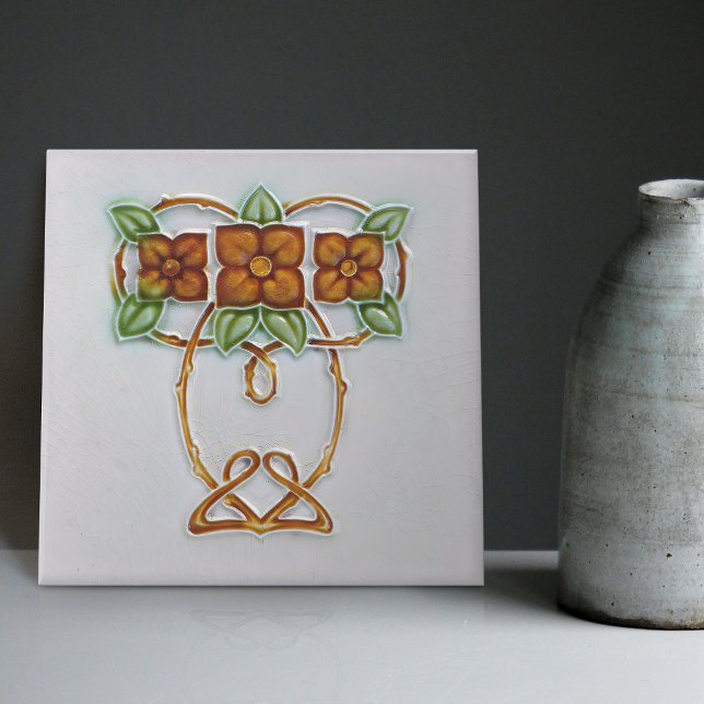 Blumenmauerdekor Jugendstil Vintager Deko Fliese (Von Creator hochgeladen)