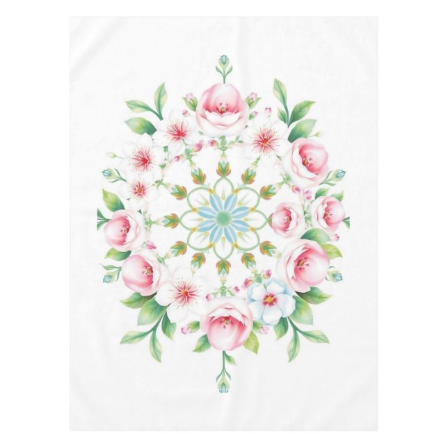 Blumenmedaillon Pastell-Oster-Tischdecke Tischdecke (Vorderseite)