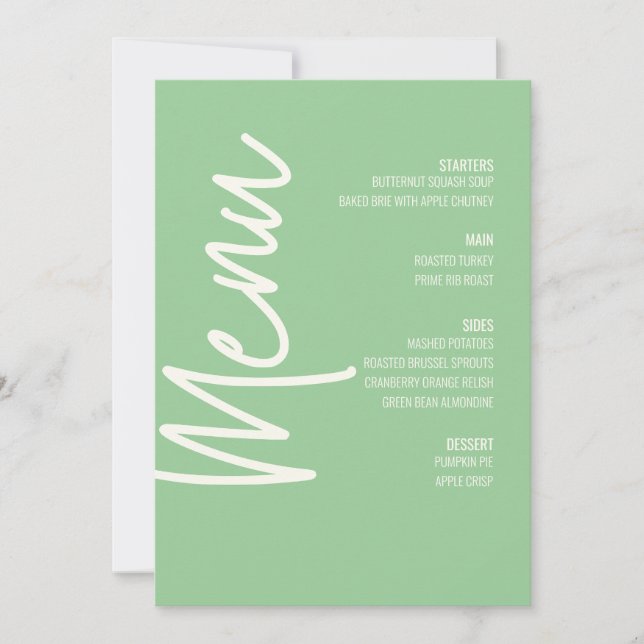 Blumenmenü Grüner Hochzeitstag Erntedank Einladung (Vorderseite)