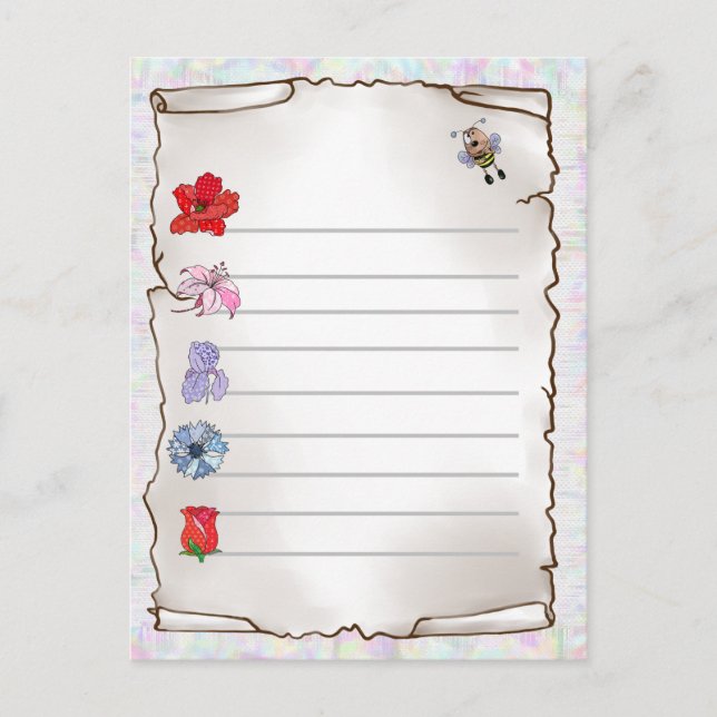 Blumenmerkblatt  postkarte (Vorderseite)
