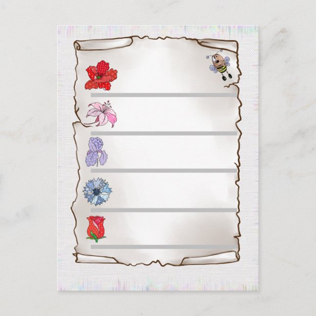 Blumenmerkblatt  postkarte (Vorderseite)