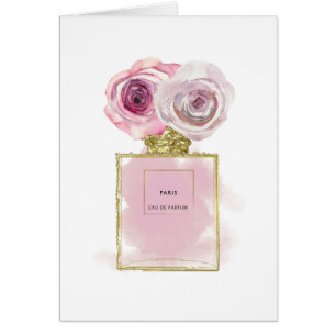 Blumenmode Parfümflasche rosa Rosen Gold Glamour