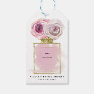 Blumenmode Parfümflasche rosa Rosen Gold Glamour Geschenkanhänger
