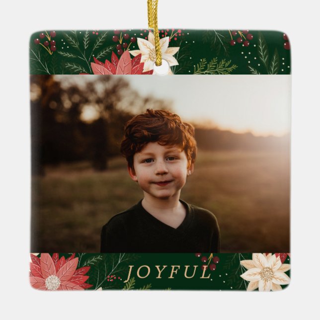 Blumenmodekinder fröhlich Weihnachten Foto Keramikornament (Vorderseite)