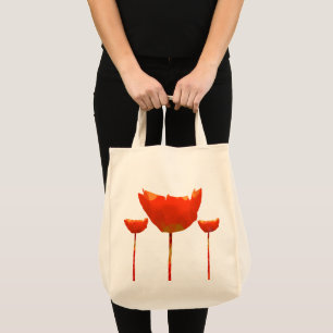 Blumenmodern Abstrakt Orange Poppy Tragetasche