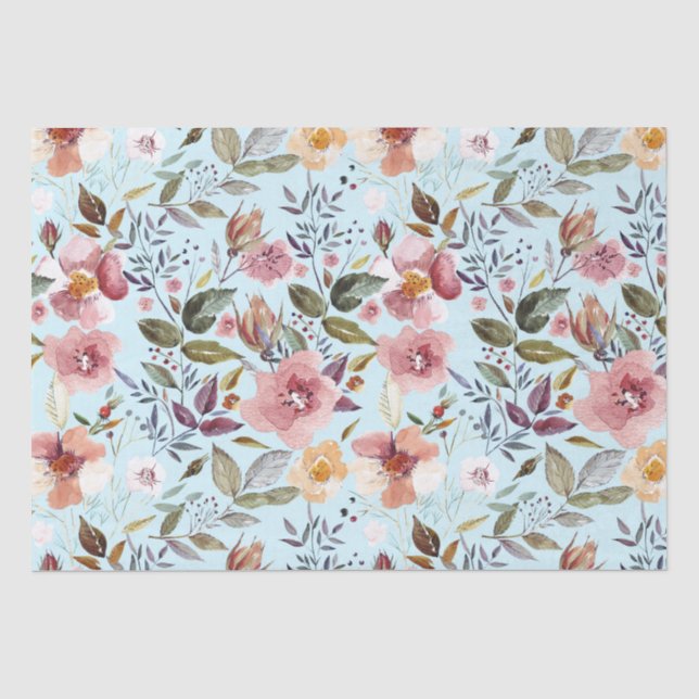 Blumenmodern Moderne Sommer-Blume Muster auf Aquam Seidenpapier (Vorderseite)