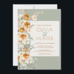 Blumenmodern Silver Sage Green All-in-One Hochzeit Einladung<br><div class="desc">Die Bohemische Floral-Kollektion hat eine fette Schriftart-Schrift und erdung Erdtönen von Salbei Grün und Terrakotta. Es wird durch eine elegante Aquarellrost-Rose und Pampas-Gras-Blumenarrangements betont. Es ist für die Braut,  die ein wenig böhmisch und ein wenig traditionell ist. Mit mehreren Zazzle-Editoren,  ist es eine Statement Hochzeitskollektion!</div>