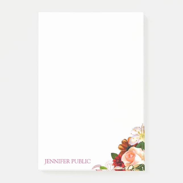 Blumenmodern Template-Blume Rose Farbe Post-it Klebezettel (Vorderseite)