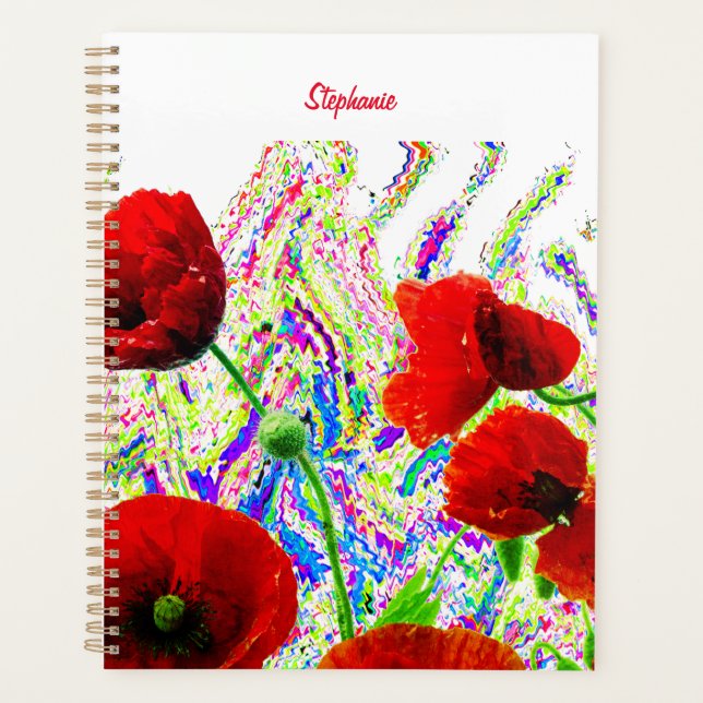 Blumenmohn Blume Farbiger Künstlerischer Individue Planer (Vorderseite)