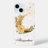 Blumenmond, Beige und Gelbe Grafik