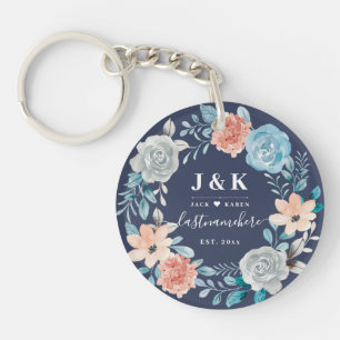 Blumenmonogramm Anfangsbuchstaben Benutzerdefinier Schlüsselanhänger