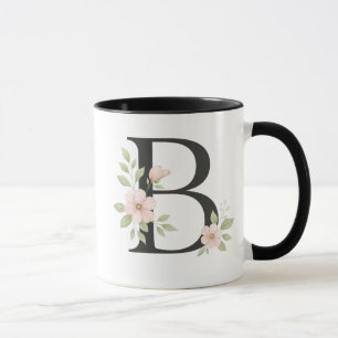 Blumenmonogramm B Tasse – Elegantes Buchstaben B m