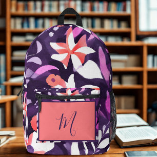 Blumenmonogramm Bedruckter Rucksack