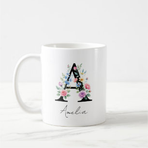 Blumenmonogramm – Buchstabe A Kaffeetasse