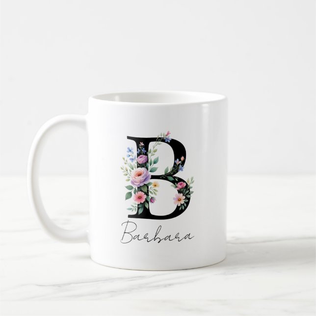Blumenmonogramm – Buchstabe B Kaffeetasse (Links)