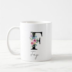 Blumenmonogramm – Buchstabe F Kaffeetasse