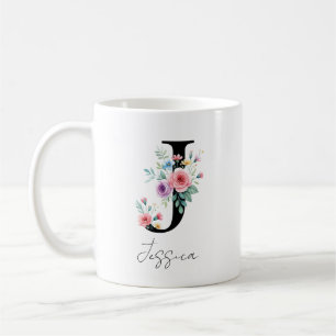 Blumenmonogramm – Buchstabe J Kaffeetasse