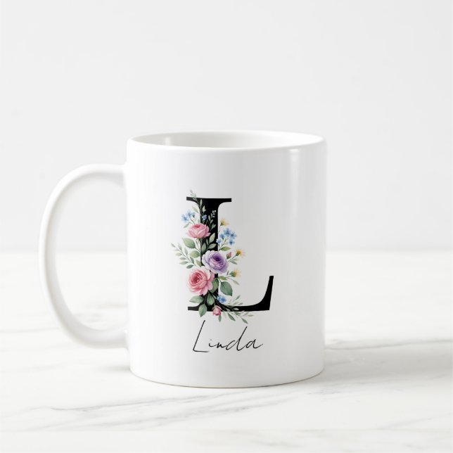 Blumenmonogramm – Buchstabe L Kaffeetasse (Links)