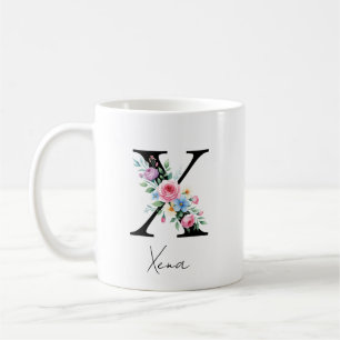 Blumenmonogramm – Buchstabe X Kaffeetasse