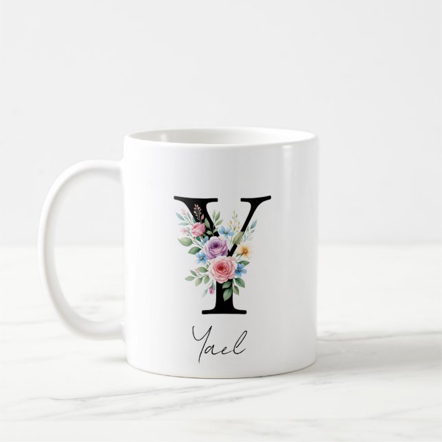 Blumenmonogramm – Buchstabe Y Kaffeetasse (Links)