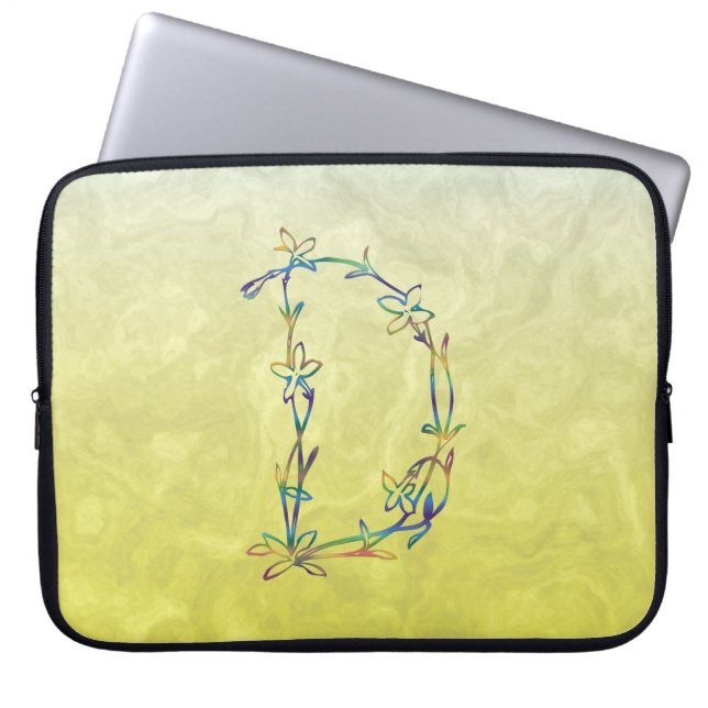 BLUMENmonogramm D Laptopschutzhülle (Vorderseite)