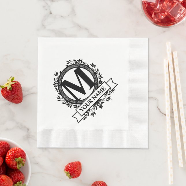 Blumenmonogramm-Design Serviette (Beispiel)