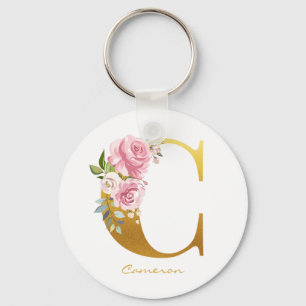 Blumenmonogramm Falschgold Name Anfangsbuchstabe P Schlüsselanhänger