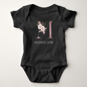Blumenmonogramm M Name Baby Strampler