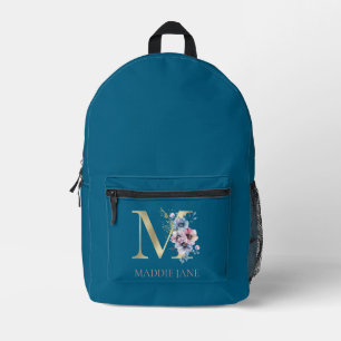 Blumenmonogramm M Name Bedruckter Rucksack