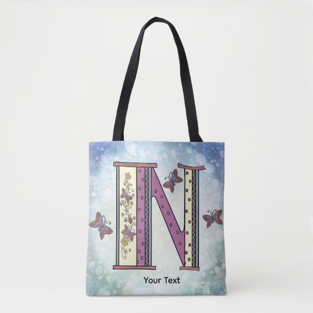 Blumenmonogramm N  Einkaufstasche Tasche (Vorderseite)