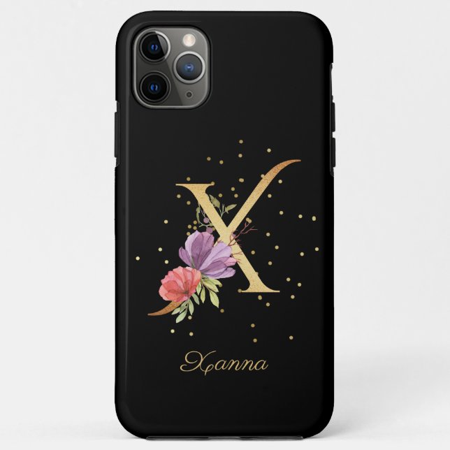 Blumenmonogramm Name Buchstabe X Initiale Case-Mate iPhone Hülle (Rückseite)