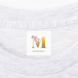 Blumenmonogramm Name Grüneisen auf Bekleidung Etiketten
