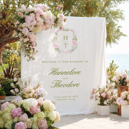 Blumenmonogramm-Wappen-Hochzeitshintergrund-Tapete Wandteppich