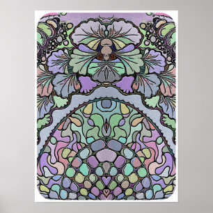 Blumenmosaik-Muster für abstrakte lila Pansy-Mosai Poster