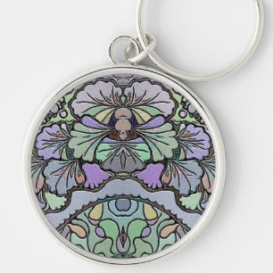 Blumenmosaik-Muster für abstrakte lila Pansy-Mosai Schlüsselanhänger