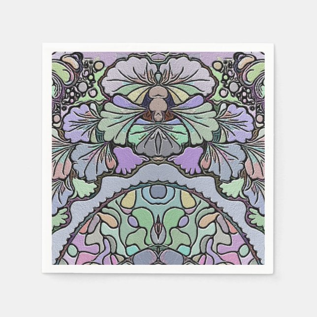 Blumenmosaik-Muster für abstrakte lila Pansy-Mosai Serviette (Vorderseite)