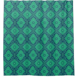 Blumenmotiv "Grüne Blume", böhmisches Muster Duschvorhang