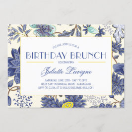 Blumenmotiv in Gelb und Blau Einladung