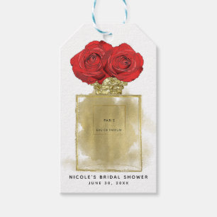 Blumenmotiv Parfüm Flasche Rote Rosen Gold Glam Geschenkanhänger