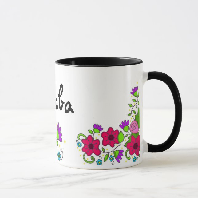 Blumenmotiv-Ukrainer-Volkskunst Tasse (Rechts)
