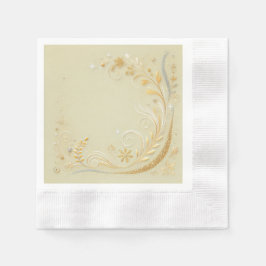 Blumenmotive in Pastellgelb Serviette