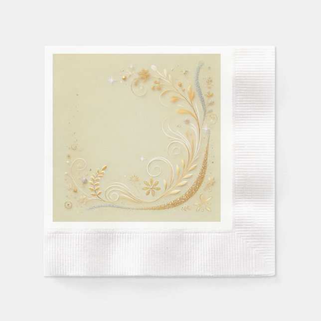 Blumenmotive in Pastellgelb Serviette (Vorderseite)