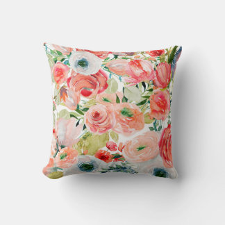 Blumenmotive in Wasserfarben Kissen