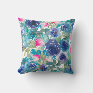 Blumenmotive in Wasserfarben Kissen