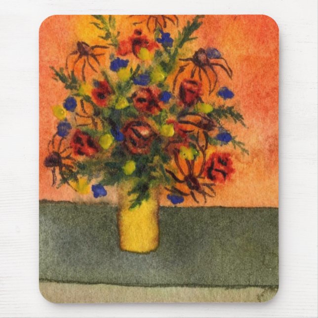 Blumenmousepad "Gelbe Vase" Mousepad (Vorne)