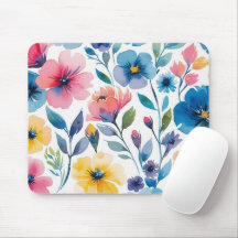 Blumenmousepad im Wasserfarbenstil