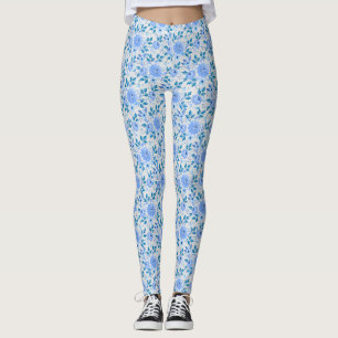 Blumenmuster.06.FR. Lbluex4. Offwhite BG Leggings