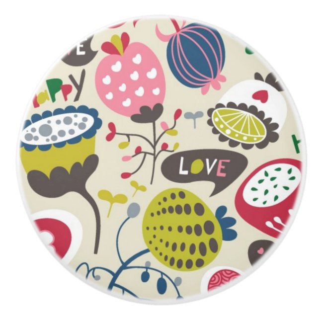 Blumenmuster 14 keramikknauf (Vorderseite)